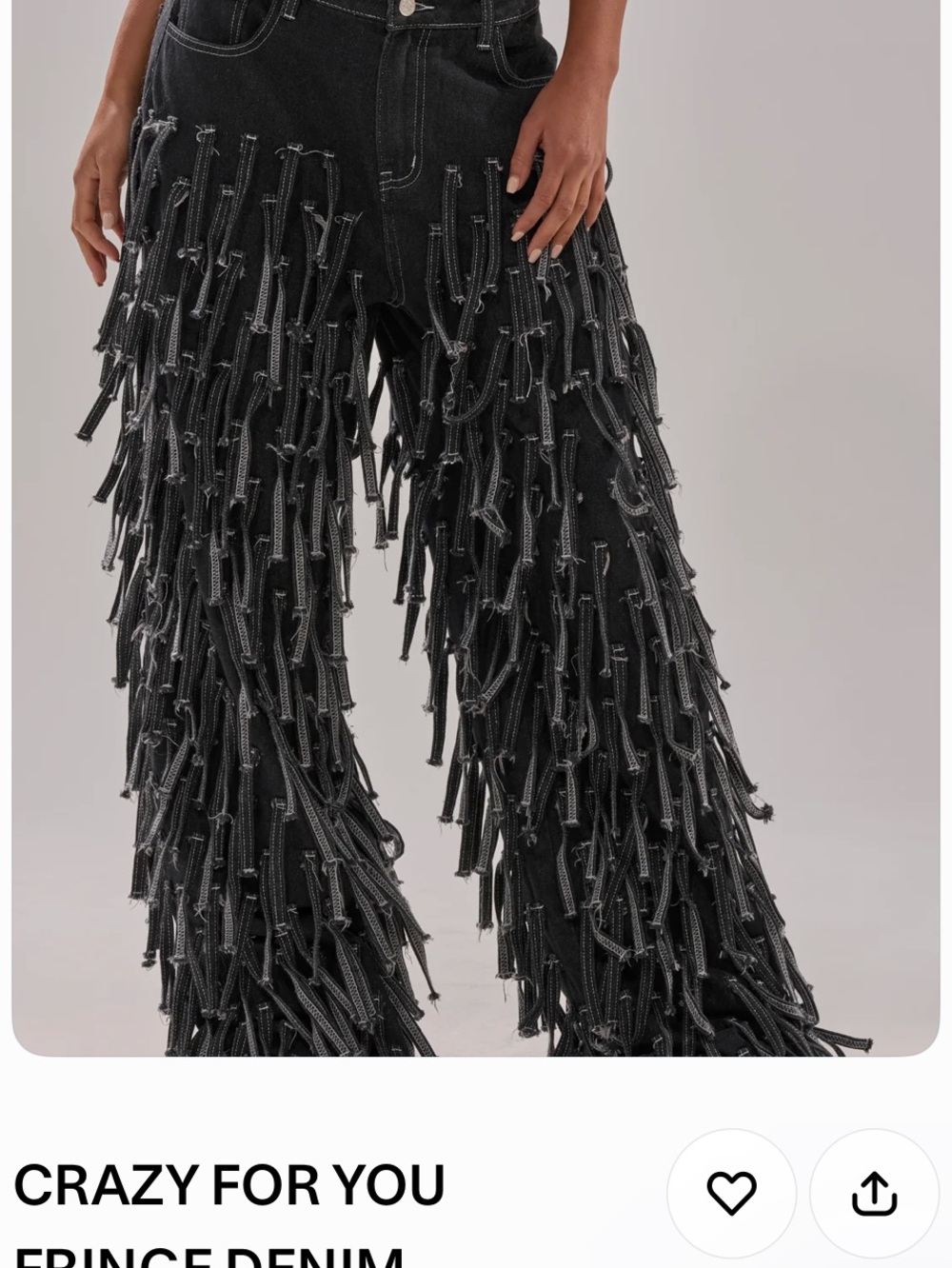 AKIRA Black Fringe-Detailed Wide Leg Jeans